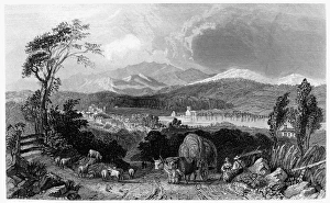 NEW HAMPSHIRE, 1839. Harvest scene in New Hampshire. Line engraving, American, 1839 NEW HAMPSHIRE, 1839. Harvest scene in New Hampshire. Line engraving, American, 1839