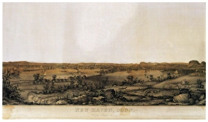 NEW HAVEN, 1849. New Haven, Connecticut, viewed from Ferry Hill. Lithograph, 1849 NEW HAVEN, 1849. New Haven, Connecticut, viewed from Ferry Hill. Lithograph, 1849