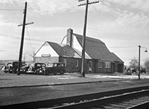 NEW JERSEY: TRAIN STATION. A train station in Radburn, New Jersey. Photograph by Carl Mydans NEW JERSEY: TRAIN STATION. A train station in Radburn, New Jersey. Photograph by Carl Mydans