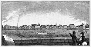 NEW JERSEY: TRENTON, 1844. South view of Trenton, New Jersey. Wood engraving, 1844 NEW JERSEY: TRENTON, 1844. South view of Trenton, New Jersey. Wood engraving, 1844