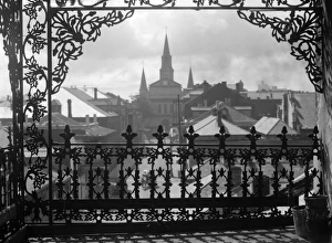 NEW ORLEANS, c1923. View through wrought iron, New Orleans, Louisiana NEW ORLEANS, c1923. View through wrought iron, New Orleans, Louisiana