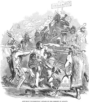 NEW YORK: ANTI-RENT, 1844. Small farmers, disguised as Native Americans, tarring NEW YORK: ANTI-RENT, 1844. Small farmers, disguised as Native Americans, tarring