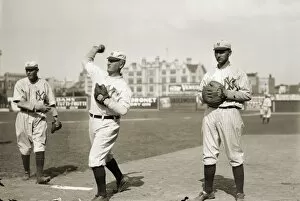 NEW YORK HIGHLANDERS, 1912. Harry Wolverton (center) and Bob Williams (right) playing for the New York Highlanders