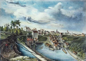 Erie Canal Gallery: NEW YORK: LOCKPORT, 1836. View of the Upper Village of Lockport, New York