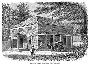 Architecture Collection: NEW YORK: MEETINGHOUSE. A Quaker meetinghouse in Flushing, New York. Engraving