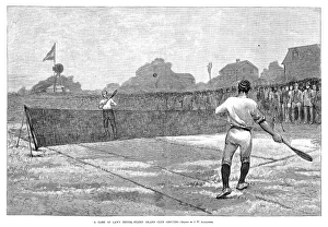 NEW YORK: TENNIS, 1881. A Game of Lawn Tennis, Staten Island Club Grounds. Engraving NEW YORK: TENNIS, 1881. A Game of Lawn Tennis, Staten Island Club Grounds. Engraving