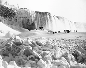 NIAGARA FALLS, 1883. Ice Bridge, Ice Mound and American Falls, Niagara, Instantaneous NIAGARA FALLS, 1883. Ice Bridge, Ice Mound and American Falls, Niagara, Instantaneous