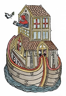 NOAH'S ARK. The dove returns to the ark with an olive branch NOAH'S ARK. The dove returns to the ark with an olive branch