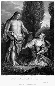NOLI ME TANGERE. He Sayeth Unto Her, Touch Me Not. Steel engraving after the painting by NOLI ME TANGERE. He Sayeth Unto Her, Touch Me Not. Steel engraving after the painting by