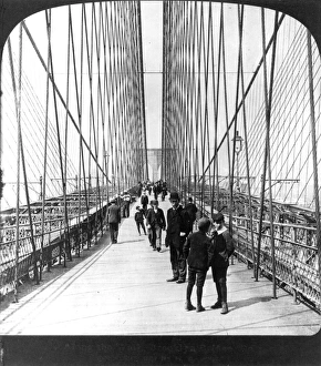 NY: BROOKLYN BRIDGE, 1901. Along the pedestrian promenade, 1901 NY: BROOKLYN BRIDGE, 1901. Along the pedestrian promenade, 1901