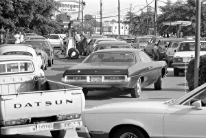OIL CRISIS, 1979. Cars lined up for gas at a service station in Maryland at the time of the oil crisis, 15 June 1979