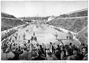 Spectator Collection: OLYMPIC GAMES, 1896. Spyridon Louis winning the marathon race in the first modern Olympic Games at