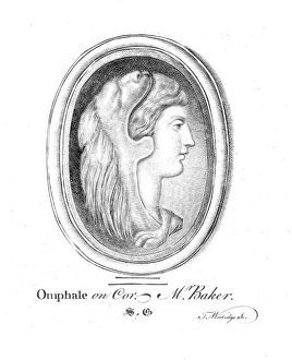 OMPHALE, QUEEN OF LYDIA. Etching, English, 18th century, after an antique engraved OMPHALE, QUEEN OF LYDIA. Etching, English, 18th century, after an antique engraved