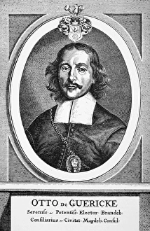 OTTO von GUERICKE (1602-1686). German physicist. Copper engraving, 1672 OTTO von GUERICKE (1602-1686). German physicist. Copper engraving, 1672