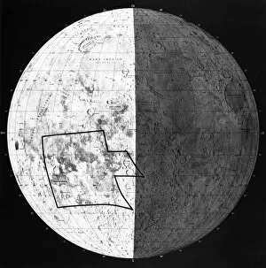 Outlined in black is the area of the moon, approximately 500, 000 square miles, photographed by Ranger 7 in 1964