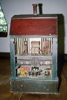 Painted pine dollhouse manufactured for the Homans family of Boston, Massachusetts, 1744 Painted pine dollhouse manufactured for the Homans family of Boston, Massachusetts, 1744