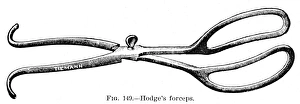 A pair of Hodges forceps, used in delivering babies. Line engraving, c1880 A pair of Hodges forceps, used in delivering babies. Line engraving, c1880