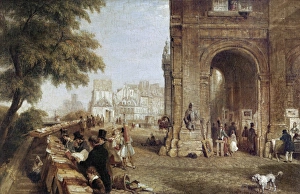 PARIS: BOOK STALLS, 1843. '6 Quai Conti.' Oil on canvas by William Parrott, 1843 PARIS: BOOK STALLS, 1843. '6 Quai Conti.' Oil on canvas by William Parrott, 1843