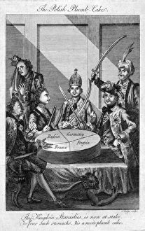 PARTITION OF POLAND, 1772. The Polish Plumb-cake. Cartoon about the Partition of Poland PARTITION OF POLAND, 1772. The Polish Plumb-cake. Cartoon about the Partition of Poland
