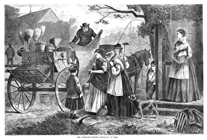 PEDDLER, 1868. The Peddlers Wagon. Wood engraving, American, after a drawing by C PEDDLER, 1868. The Peddlers Wagon. Wood engraving, American, after a drawing by C