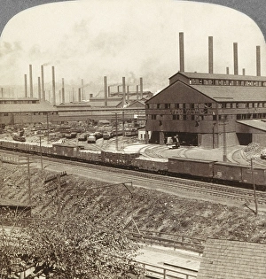 PENNSYLVANIA: STEEL WORKS. The steel works at Homestead, Pennsylvania. Stereograph view PENNSYLVANIA: STEEL WORKS. The steel works at Homestead, Pennsylvania. Stereograph view