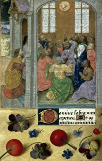 PENTECOST. Illumination from French book of Hours, c1480 PENTECOST. Illumination from French book of Hours, c1480