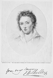 Images Dated 13th July 2007: PERCY BYSSHE SHELLEY (1792-1822). English poet. Wood engraving, late 19th century
