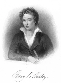 PERCY SHELLEY (1792-1822). English poet. Steel engraving, 1833, after the painting, 1819 PERCY SHELLEY (1792-1822). English poet. Steel engraving, 1833, after the painting, 1819