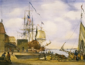 PHILADELPHIA FERRY, 1800. The Arch Street Ferry, Philadelphia: colored engraving, 1800 PHILADELPHIA FERRY, 1800. The Arch Street Ferry, Philadelphia: colored engraving, 1800