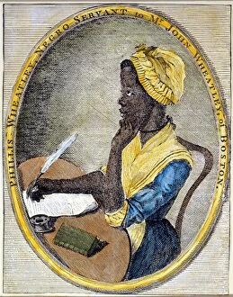 Images Dated 28th May 2010: PHILLIS WHEATLEY (1753?-1784). African-American poet. Engraved frontispiece to her Poems, 1773