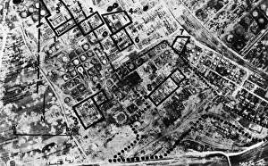 Photograph with outlines showing the effects of Allied air strikes on the Astra Romano Photograph with outlines showing the effects of Allied air strikes on the Astra Romano