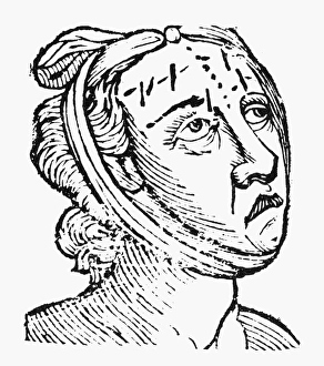 PHYSIOGNOMY, 1648. Forehead of a vicious woman. Woodcut from Philippus Phinellas Metoposcopia PHYSIOGNOMY, 1648. Forehead of a vicious woman. Woodcut from Philippus Phinellas Metoposcopia