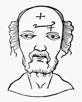 PHYSIOGNOMY, 1658. The forehead of a poisoner. Woodcut from Geronimo Cardanos Metoposcopia PHYSIOGNOMY, 1658. The forehead of a poisoner. Woodcut from Geronimo Cardanos Metoposcopia