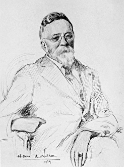 PIERRE de NOLHAC (1859-1936). French poet and historian. Drawing, 1929, by Henri de Nolhac PIERRE de NOLHAC (1859-1936). French poet and historian. Drawing, 1929, by Henri de Nolhac