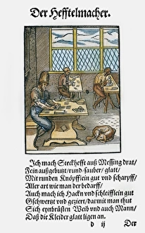 PIN MAKERS, 1568. The manufacture of pins out of brass wire PIN MAKERS, 1568. The manufacture of pins out of brass wire