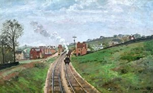 Impressionist paintings Collection: PISSARRO: STATION, 1871. Camille Pissarro: Lordship Lane Station, South London ( Penge Station )