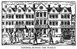 PLAGUE OF LONDON, 1665. A London, England, street scene during the plague year of 1665 PLAGUE OF LONDON, 1665. A London, England, street scene during the plague year of 1665