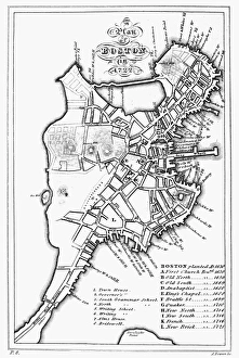 Boston Plan 1722, Contemporary Map Engraving. Art Prints