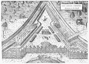 Plan of Fort Caroline on the St. Johns River, built by the second French expedition to Plan of Fort Caroline on the St. Johns River, built by the second French expedition to