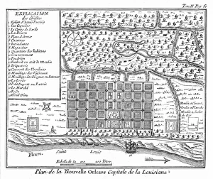 Plan of New Orleans, Louisiana, 1718-1720: engraving, French, 1753 Plan of New Orleans, Louisiana, 1718-1720: engraving, French, 1753