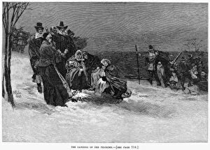 PLYMOUTH ROCK: LANDING. The Landing of the Pilgrims at Plymouth Rock in December 1620