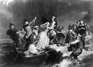PLYMOUTH ROCK. The Landing of the Pilgrims at Plymouth Rock, 1620. Steel engraving PLYMOUTH ROCK. The Landing of the Pilgrims at Plymouth Rock, 1620. Steel engraving