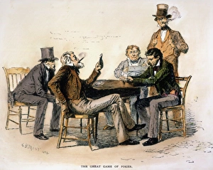 A poker game at a tavern in Georgia, 1840s. Drawing by Arthur Burdett Frost, 1884 A poker game at a tavern in Georgia, 1840s. Drawing by Arthur Burdett Frost, 1884