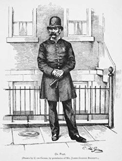 POLICEMAN, c1885. A New York policeman. Line engraving c1885 POLICEMAN, c1885. A New York policeman. Line engraving c1885