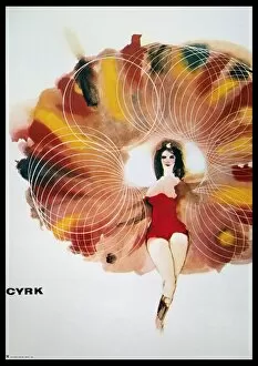 Circus Collection: POLISH CIRCUS POSTER, 1968. By Maciej Urbaniek depicting a female juggler