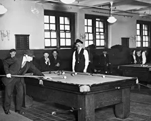 Daily Life Gallery: POOL HALL, 1929. An unidentified American pool hall, photographed 31 January 1929