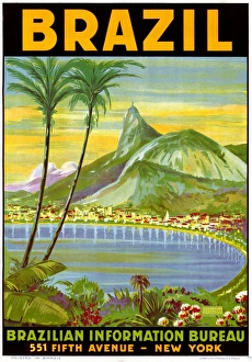 POSTER: BRAZIL, c1945. Poster advertising travel to Brazil, by the Brazil Information POSTER: BRAZIL, c1945. Poster advertising travel to Brazil, by the Brazil Information