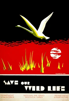 POSTER: NATIONAL PARKS. Save our wild life. Poster by Dorothy Waugh, c1935 POSTER: NATIONAL PARKS. Save our wild life. Poster by Dorothy Waugh, c1935