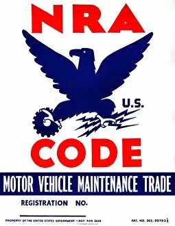 New Deal Gallery: POSTER: NRA, c1933. Poster for the National Recovery Administration code for motor