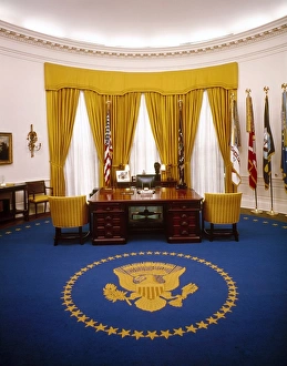 President Richard Nixons desk in the Oval Office at the White House. Photograph, c1970 President Richard Nixons desk in the Oval Office at the White House. Photograph, c1970